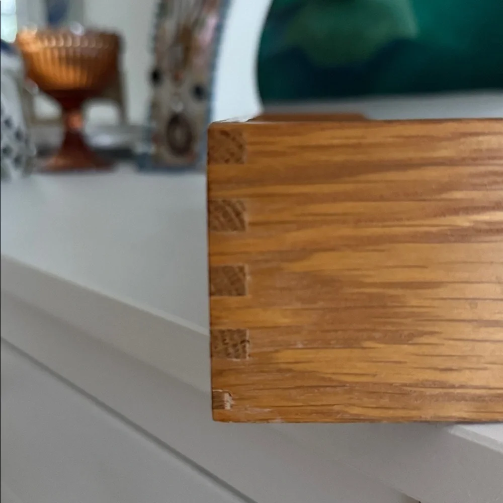 Vintage Wooden Office Tray Document Inbox with Dovetails